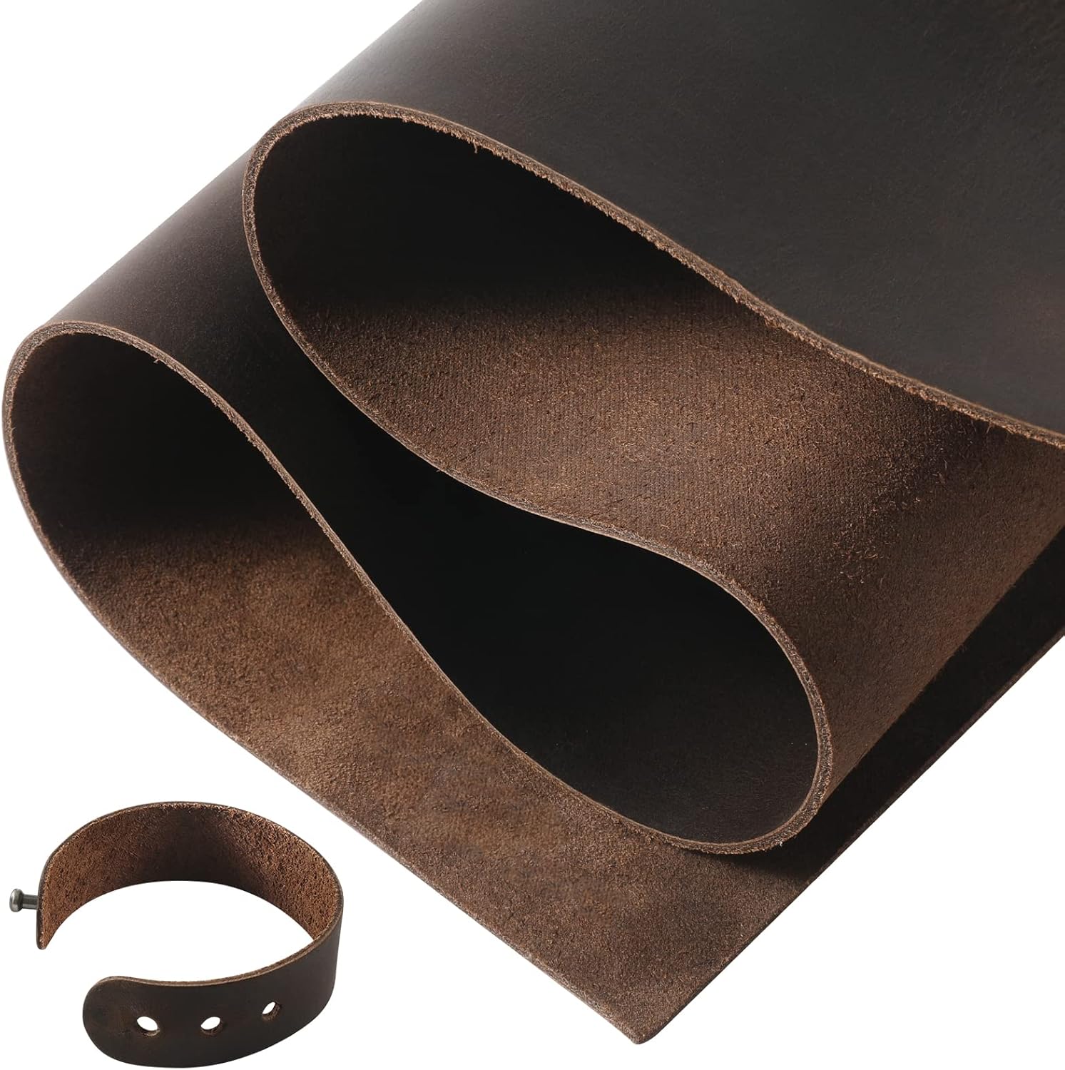 Genuine Leather Sheets for Crafts Full Grain Leather Tooling Leather (2mm) Thick Cowhide Leather Pieces Square, Dark Brown