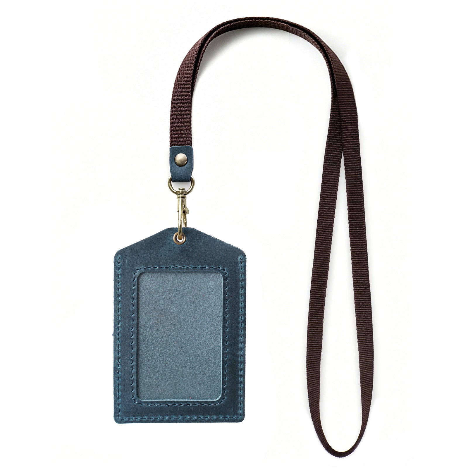 Genuine Leather Badge Holder, Detachable Keychain Lanyards for ID Badges for Easy Access, Vertical ID Badge Holder for Nurse Officer Teacher Security Staff Women Men