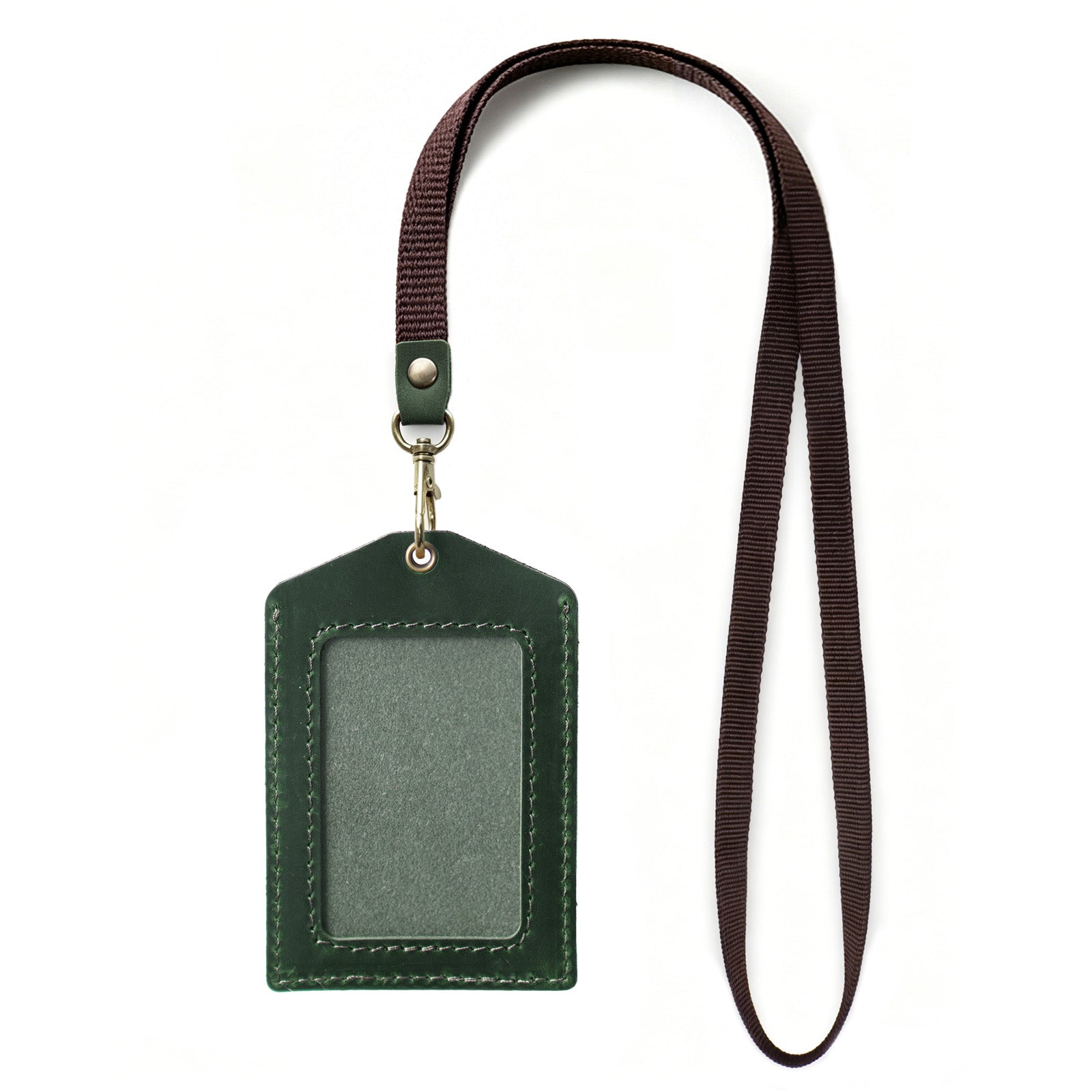 Genuine Leather Badge Holder, Detachable Keychain Lanyards for ID Badges for Easy Access, Vertical ID Badge Holder for Nurse Officer Teacher Security Staff Women Men