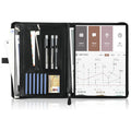 Leather Portfolio Organizer with Zipper for Men Women, Leather Padfolio Business Resume Legal Pad Portfolio Notebook Binder for A4/Pad