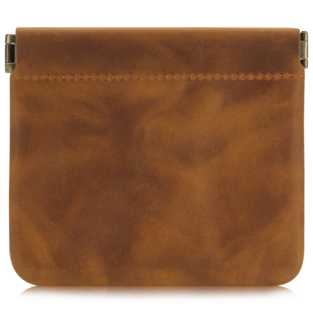 Mini Coin Purse, Genuine Leather Small Coin Wallet, Leather Squeeze Coin Purse Pouch Change Holder For Men & Women