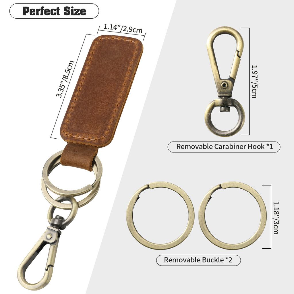 Genuine Leather Car Keychain, Universal Key Fob Keychain, Leather Key Chain Holder for Men and Women