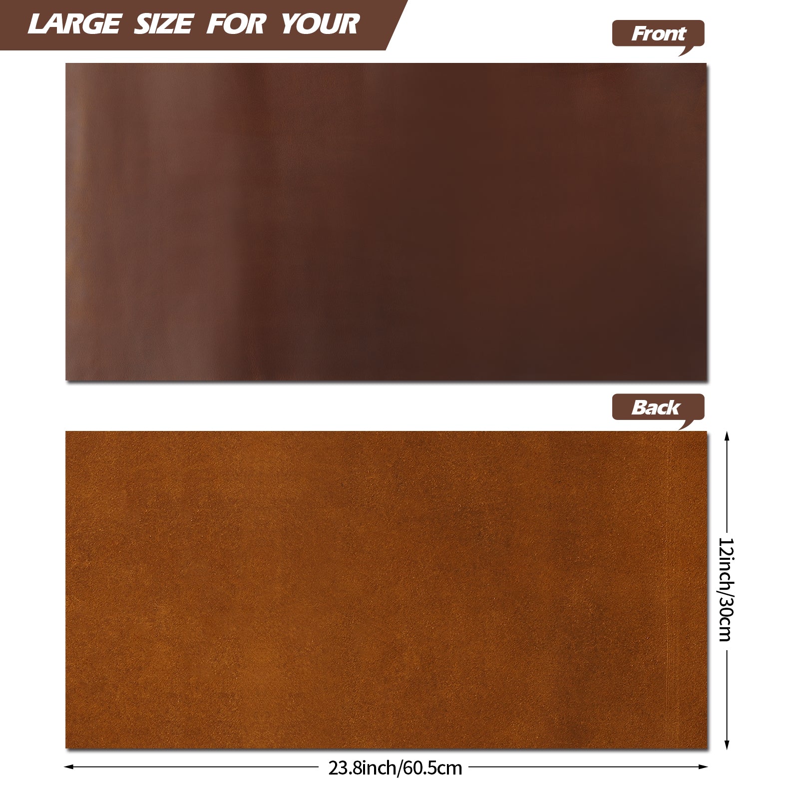 Genuine Leather Sheets for Crafts Full Grain Leather Tooling Leather (2mm) Thick Cowhide Leather Pieces Square, Dark Brown