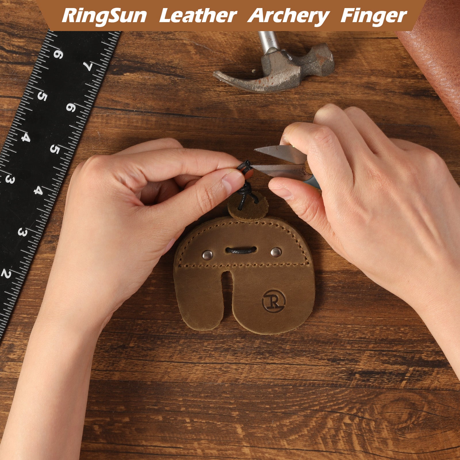 Leather Archery Finger Tabs,Handmade Archery Finger Guard for Shooting Practice Gear, Recurve Bow Fingers Tab