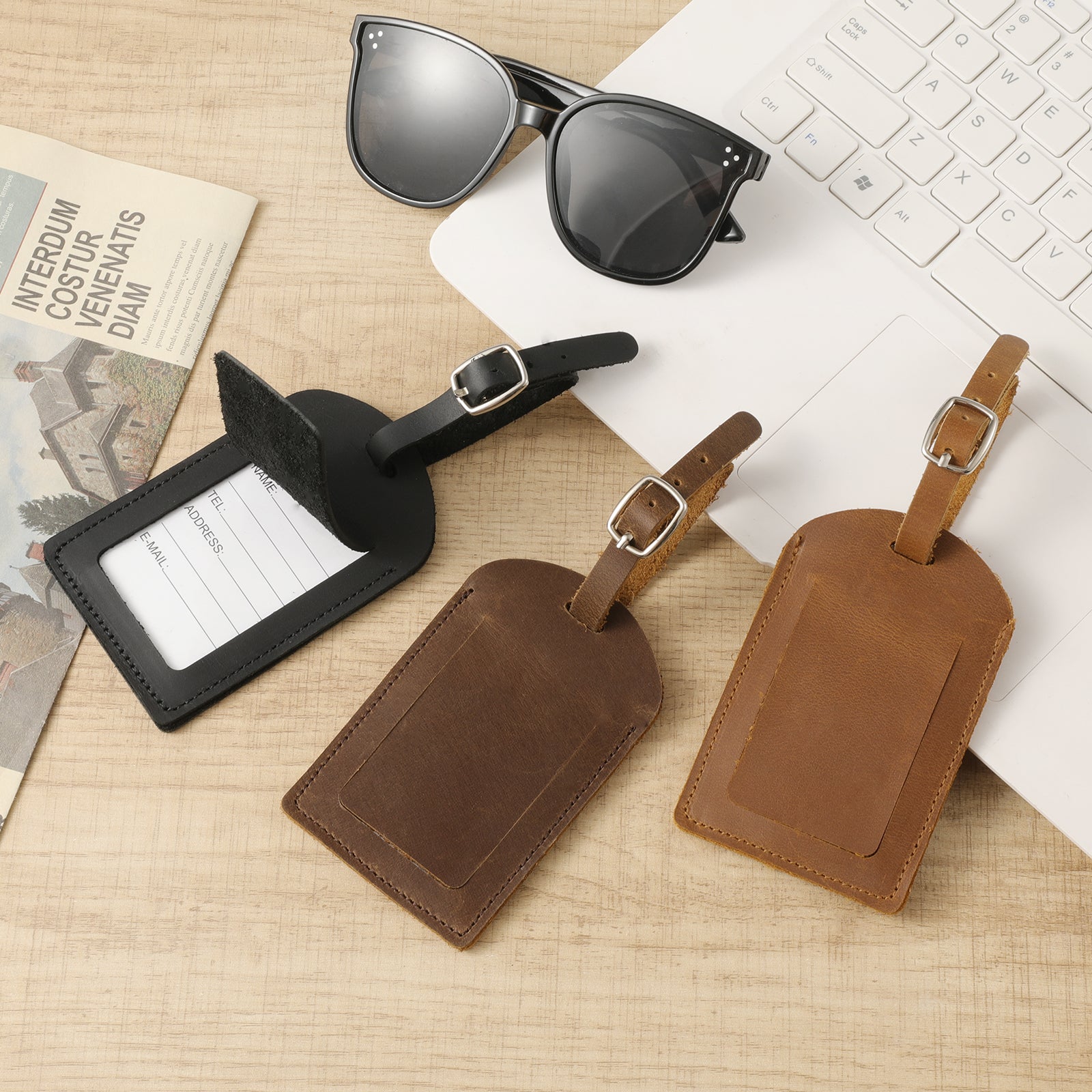 Genuine Leather Luggage Tag for Suitcases ID Tags Bag Tags for Luggage