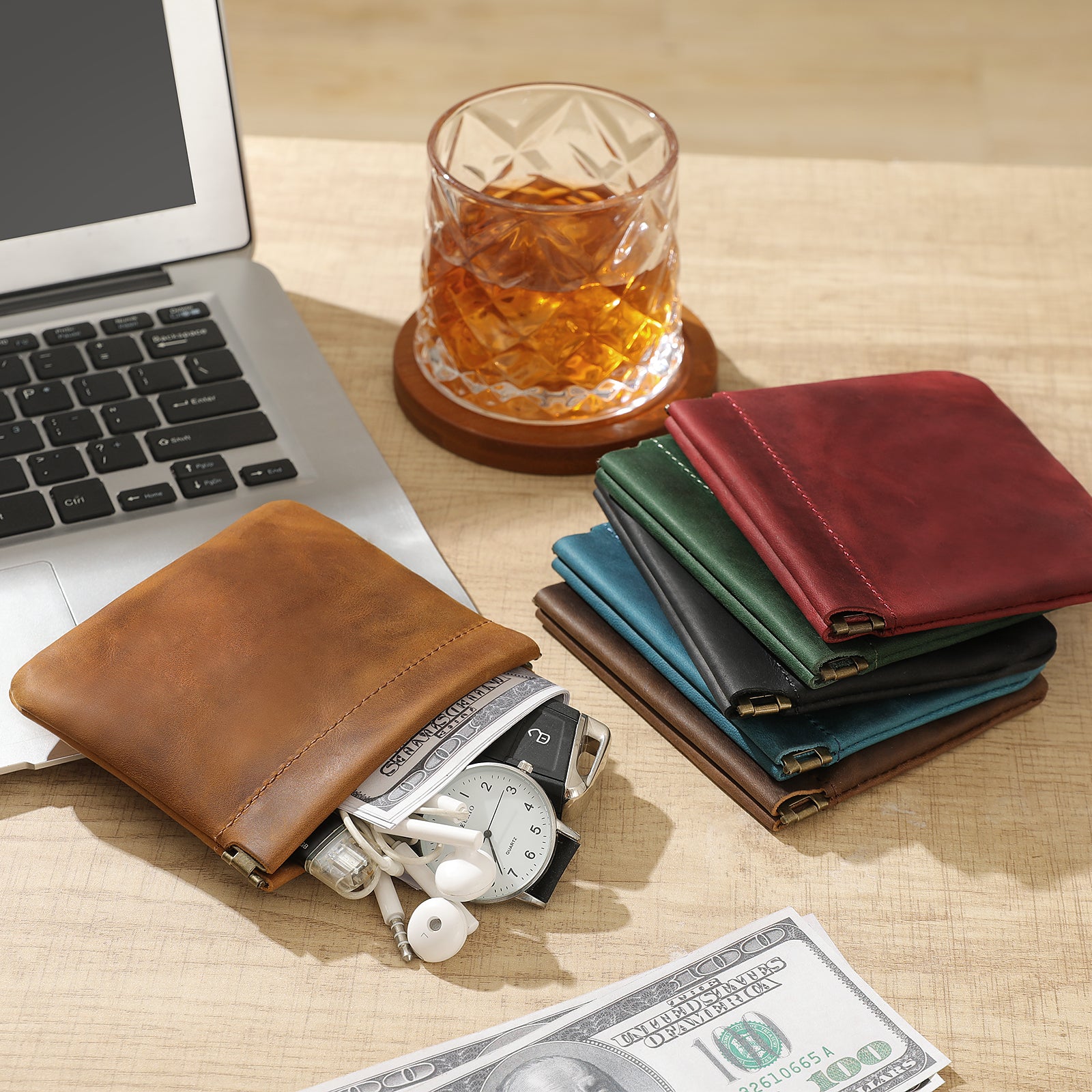 Mini Coin Purse, Genuine Leather Small Coin Wallet, Leather Squeeze Coin Purse Pouch Change Holder For Men & Women