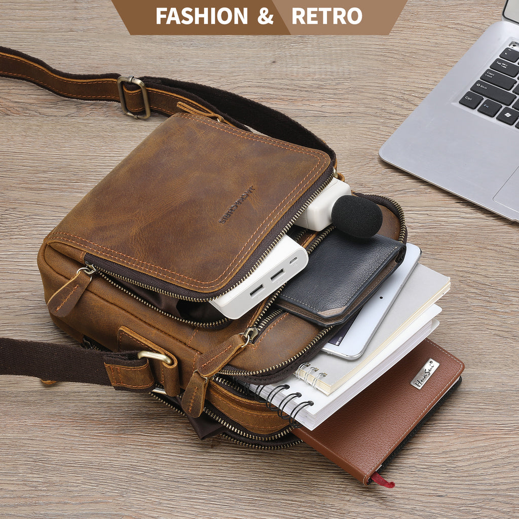 Leather Messenger Bag for Men, Man Purse Crossbody Bags for Work Business