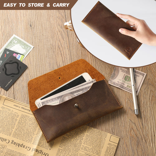 Genuine Leather Retro Clutch Wallet – Money Envelope Pouch for Men
