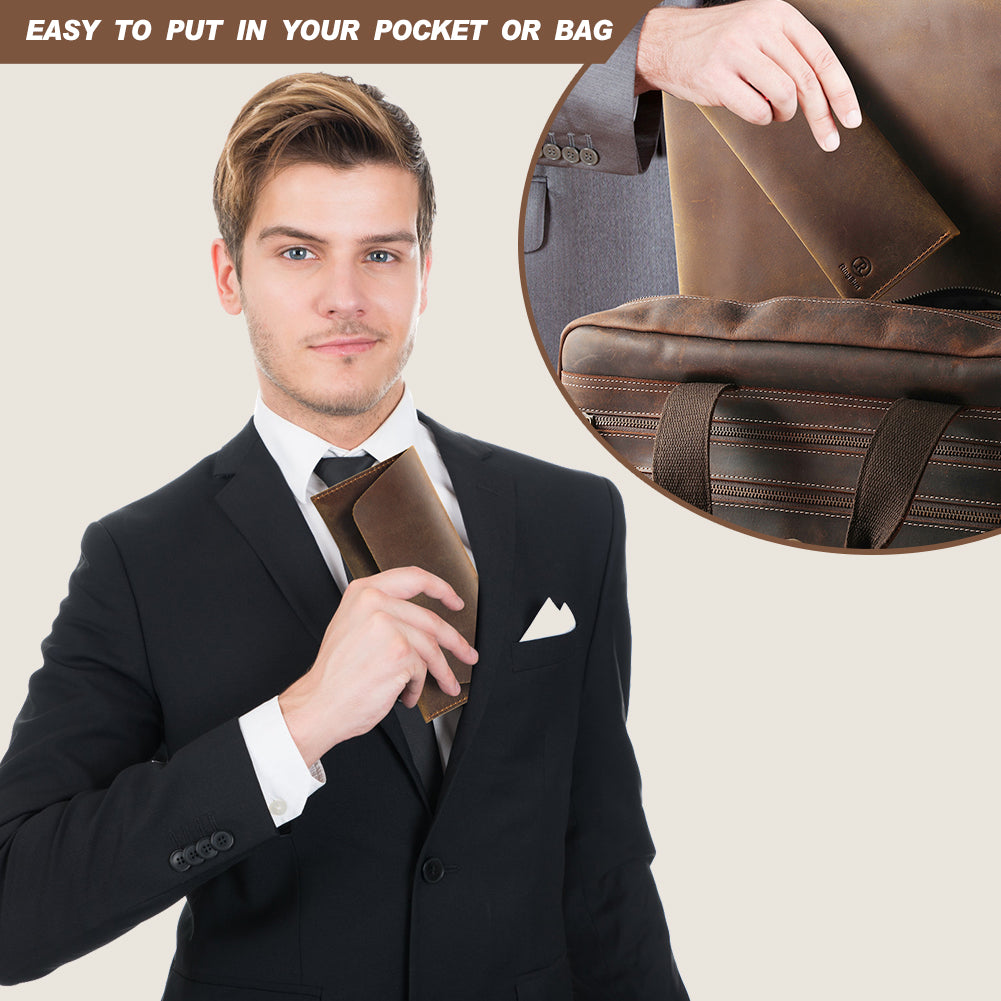 Genuine Leather Retro Clutch Wallet – Money Envelope Pouch for Men