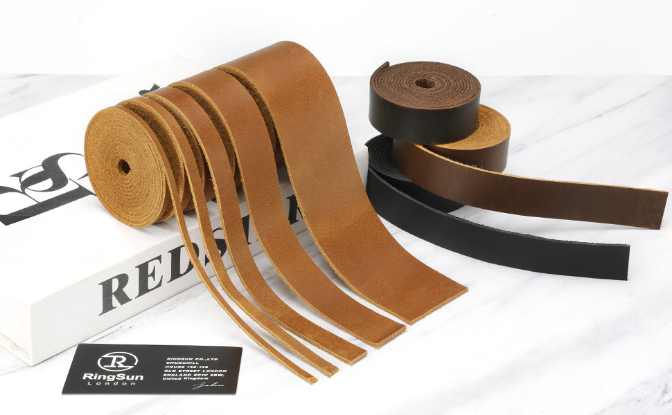Wide Flat Leather Straps for Crafts, Full Grain Leather Strips for Crafts, Tooling (2mm Thick 72.5 Inches Long）