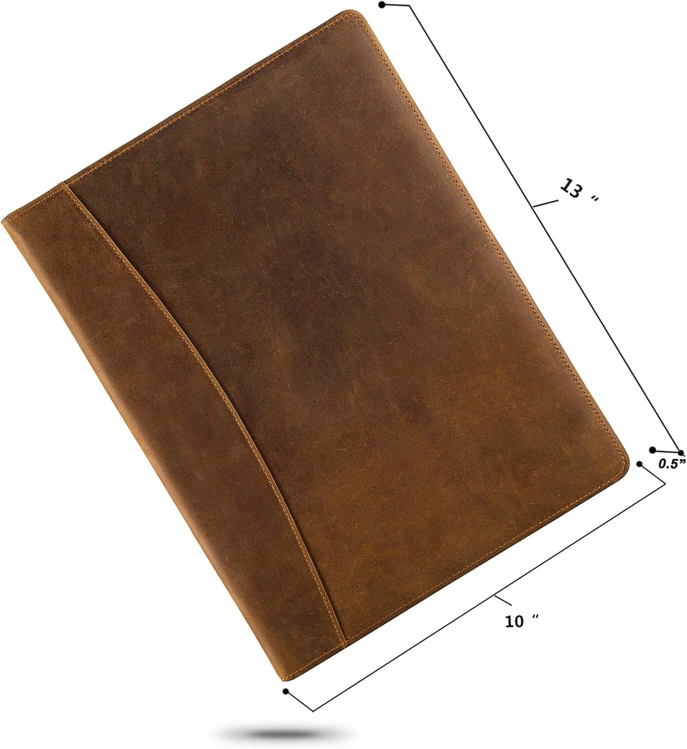 Leather Portfolio, A4 Document Folder Legal Pad Padfolio, Professional Writing Letter Notepad Clipboard Sleeve Organizer, Resume Folio Binder for Men&Women