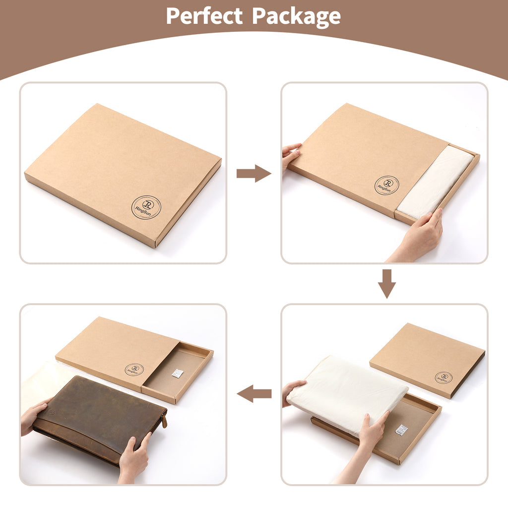Leather Portfolio Organizer with Zipper for Men Women, Leather Padfolio Business Resume Legal Pad Portfolio Notebook Binder for A4/Pad