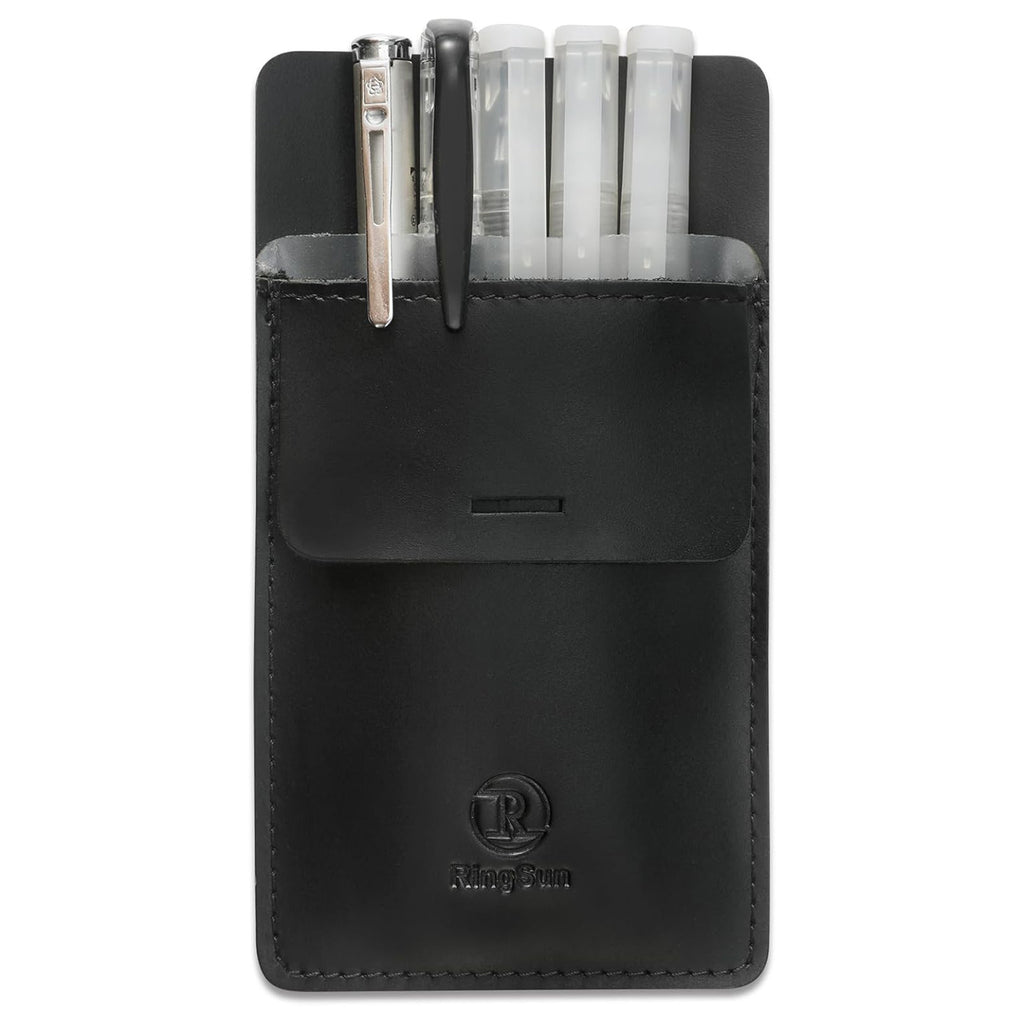 Men's Pocket Protector - Full Grain Leather - Heavy Duty Pen Holder for Shirts, Lab Coats - Holds 6 Pens & Pointers & Cards