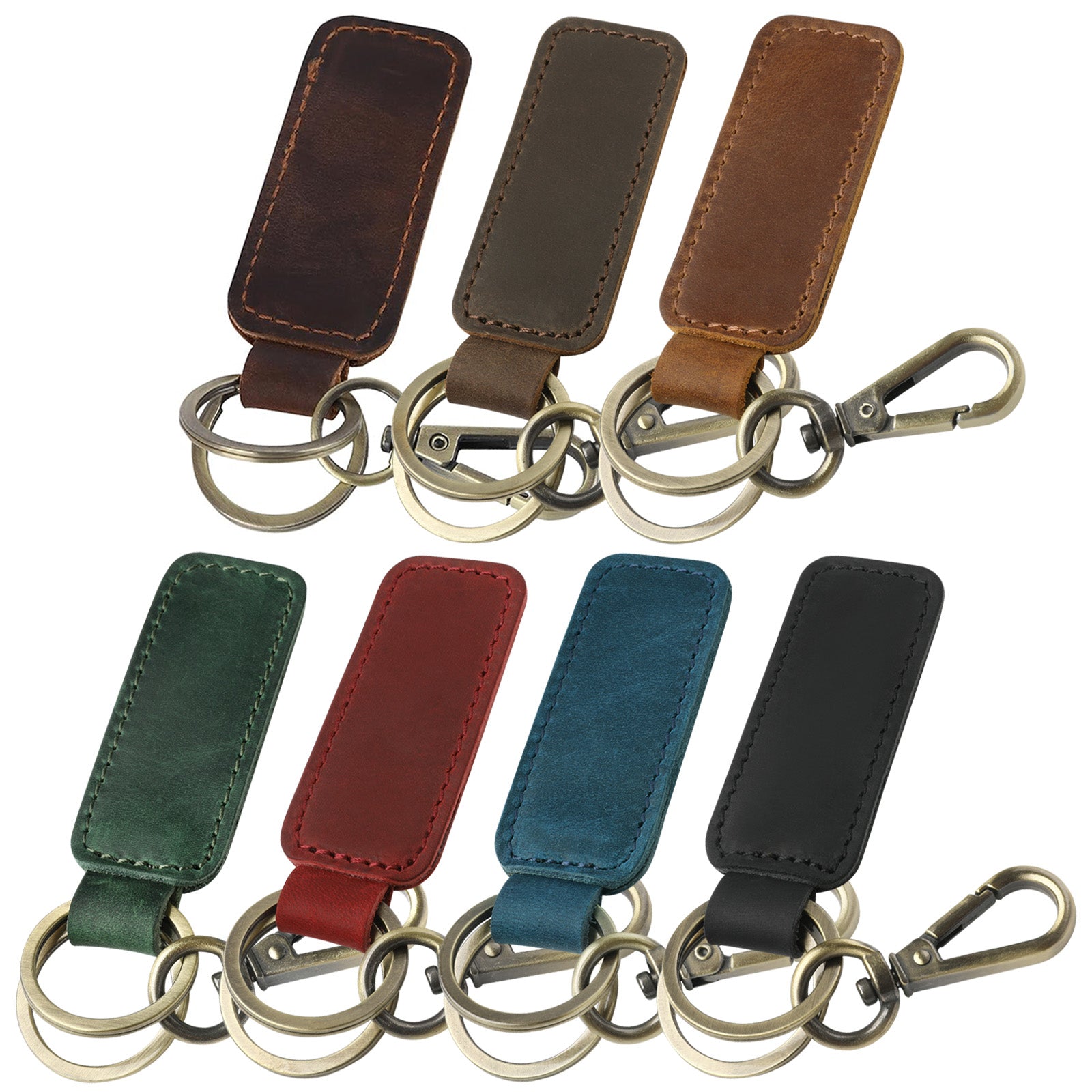 Genuine Leather Car Keychain, Universal Key Fob Keychain, Leather Key Chain Holder for Men and Women