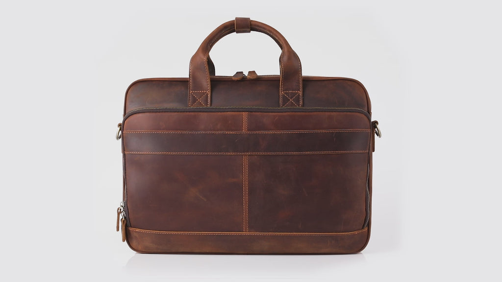 Full Grain Leather Briefcase for Men, Business Messenger Bag Laptop Bag Attache Case, Fits 15.6 Inch Laptop